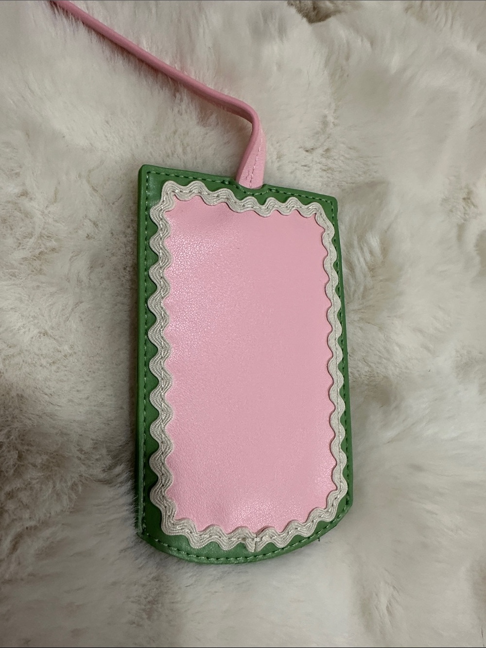 Stoney Clover Lane Pink & Green Faux Leather Luggage Tag NWOT